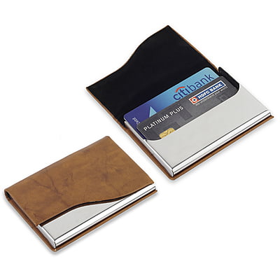 Brown Leather-Textured Cardholder
