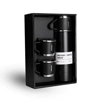 Vacuum Flask Gift Set- Bottle with 3 Cups