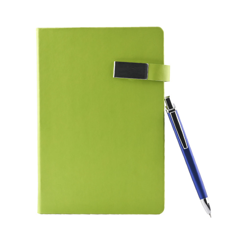 Green Corporate Diary With Pen