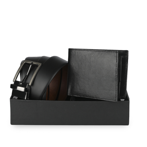 Classic Black 2 in 1 Belt & Wallet