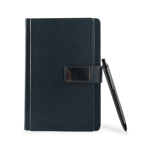 Blue Corporate Diary With Pen