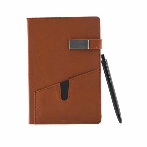 Unique Tan Corporate Diary With Pen
