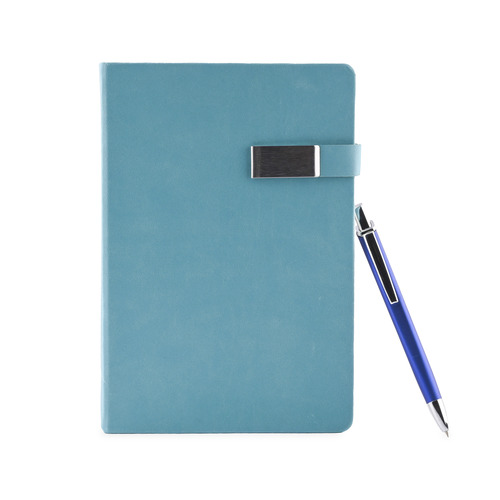 Aqua Blue Corporate Diary With Pen